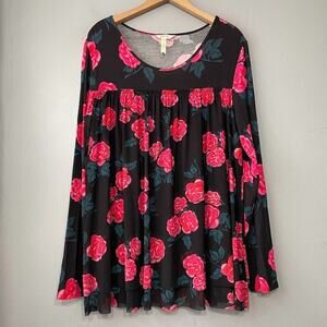 Matilda Jane Winter Blooms Top Size Large Red Rose Babydoll Gothic Dark Romantic